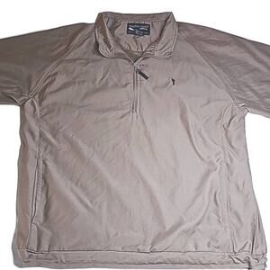 Mens Sz M Tan 1/2 Zip Wind and Water Resistant 1/4 Zip Austin Golf Jacket